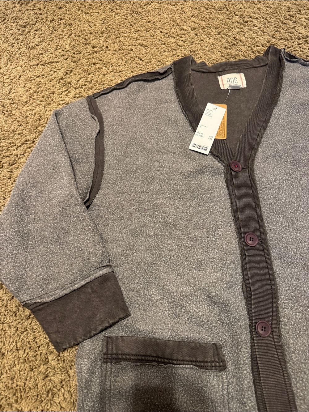 NWT Urban Outfitters BDG Gray Women’s Button-Front Cardigan Jacket